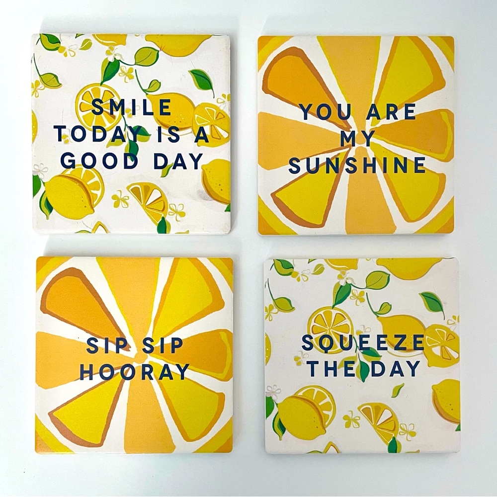Trina Turk Ceramic Drink Absorbent Beverage Coasters Set of 4 - NWT